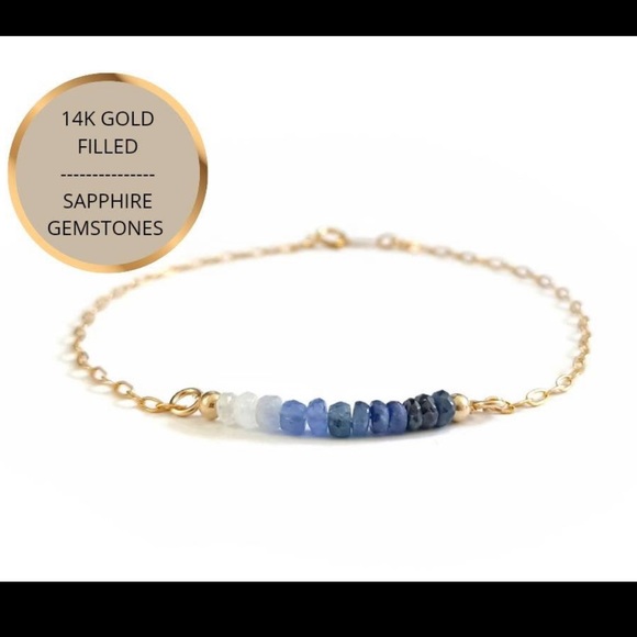 Sapphire Ombré Bracelet 14k gold filled bar - Picture 1 of 3